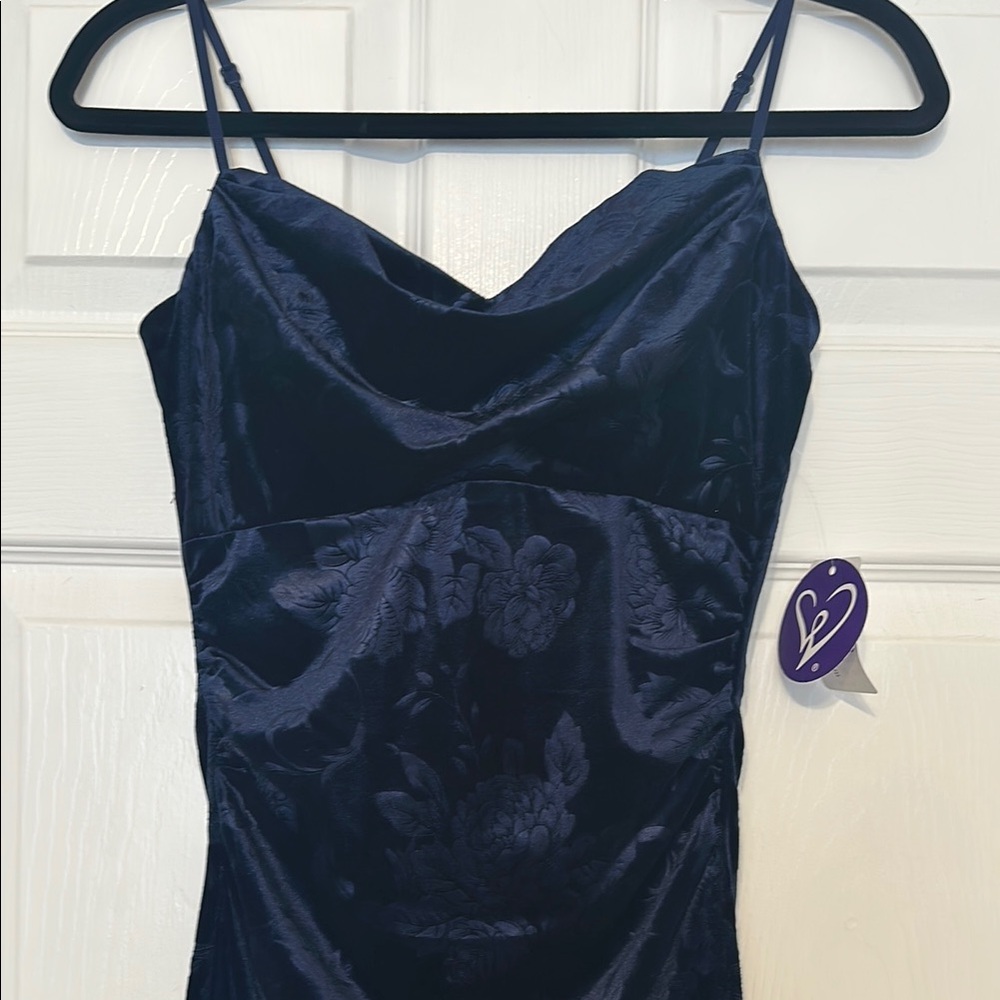 Elegant Navy Blue Floral Dress